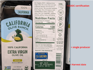 Reading Olive oil label